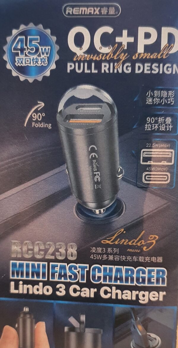 Cargador Cubo Carro Rcc238 Remax Negro