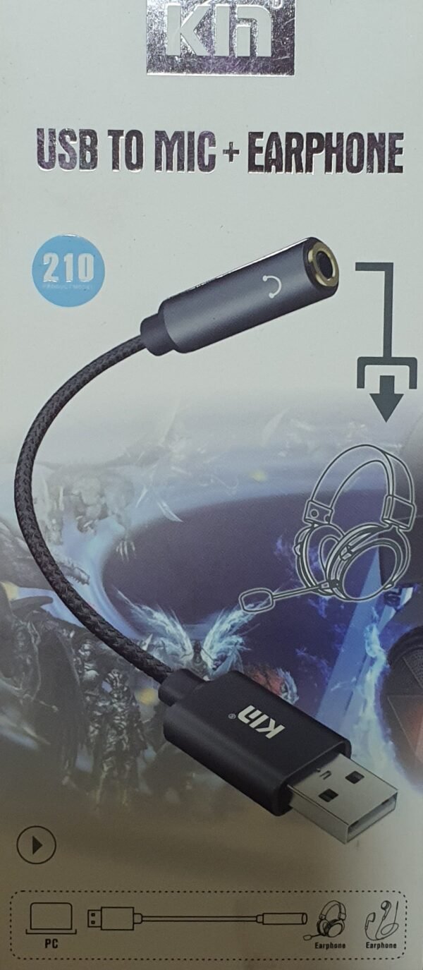 Adaptador USB a Micrófono + Audífono