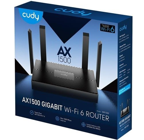Router Cudy AX1500 Gigabit Wifi 6 – Negro – WR1500