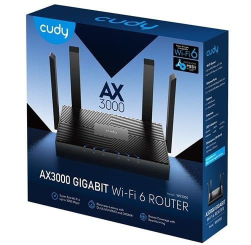 Router Cudy AX3000 Gigabit Wifi 6 – Whole-Home Mesh – Negro – WR3000