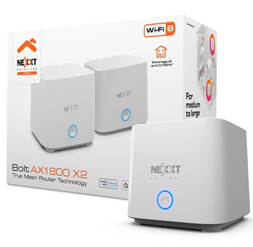 Nexxt Bolt Mesh Router AX1800 X2 Wifi 6 – 2 Pack- NCM-X1800-2PK