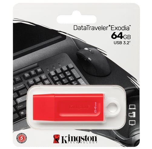 kingston Data traveler Exodia – 64GB – Roja – KC-U2G64-7GR