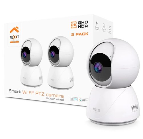Camara Nexxt Home Smart Wifi PTZ Indoor Wired Pack de 2 – 2K – Blanca – NHC-IP11 2PK